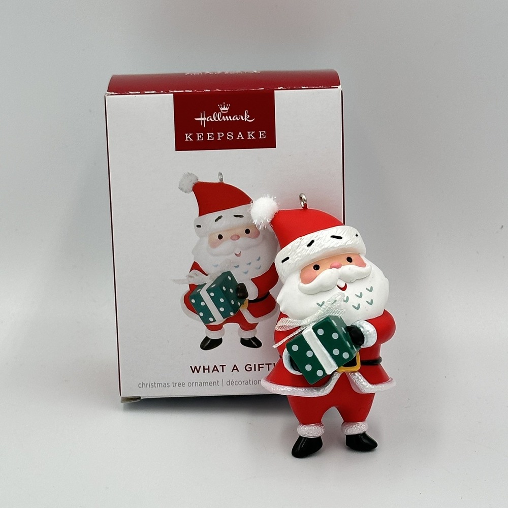 2024 Hallmark Keepsake - What A Gift! Santa Ornament with Package Limited Ed.